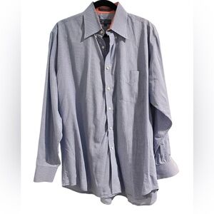 J McLaughlin Men’s Superfine 100% Cotton Button Shirt Size Large Blue White